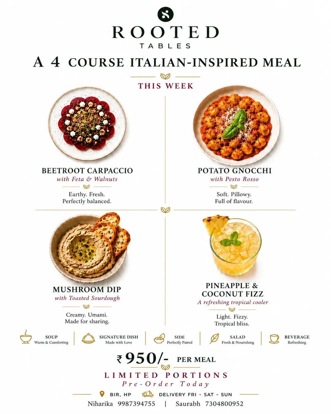 A 4 Course Italian-Inspired Meal