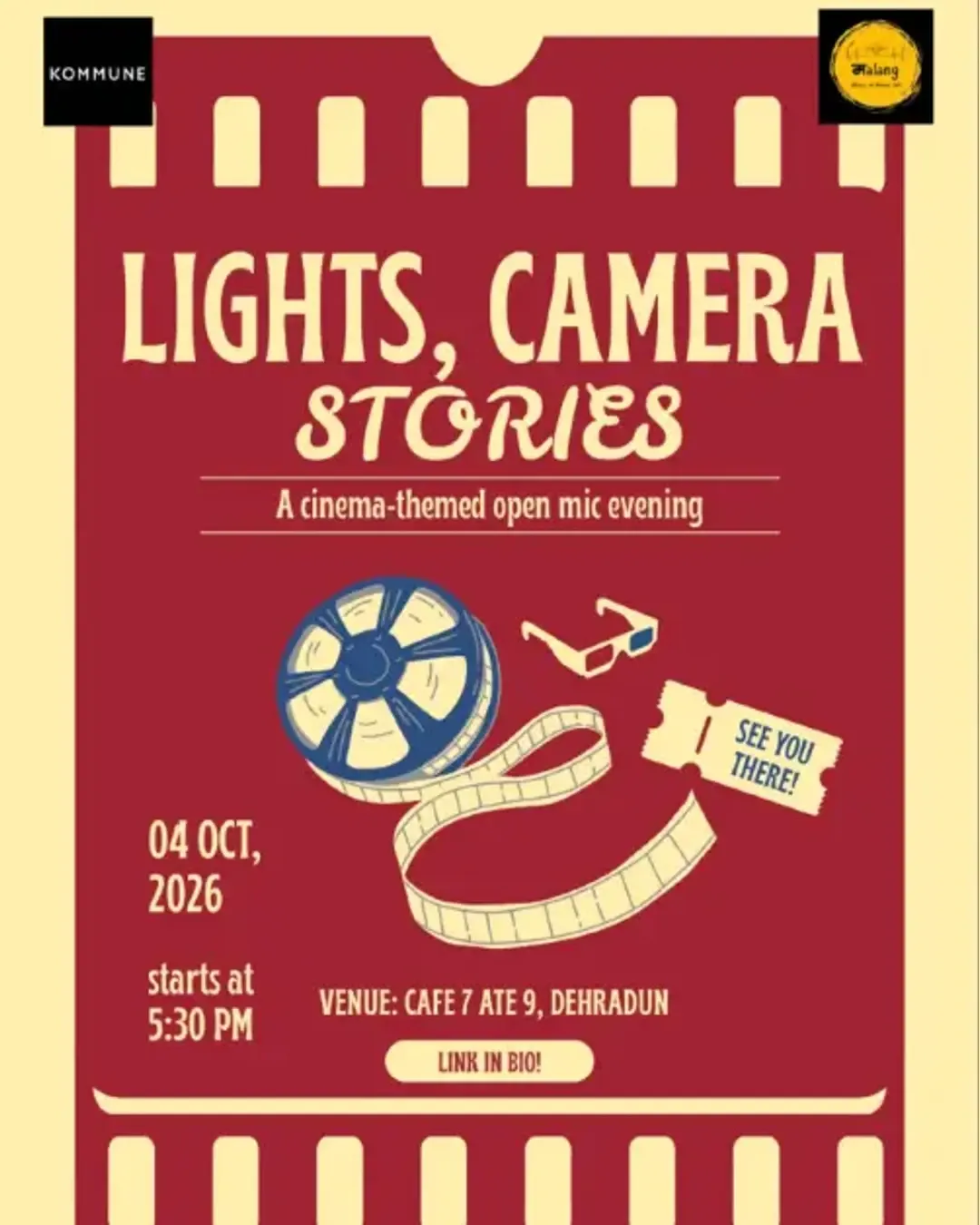 Lights, Camera, Story — Kommune Dehradun × Malang Open Mic